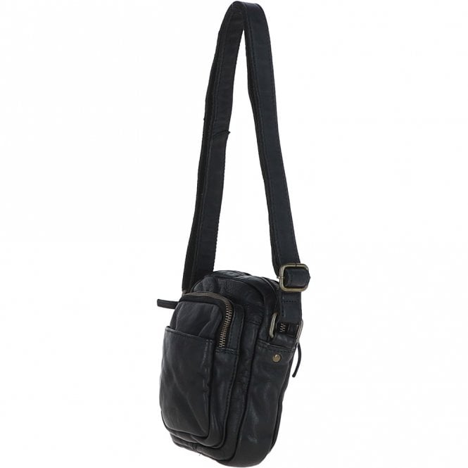 Ashwood Leather Leather Vintage Small Flight Shoulder Bag Black : FIN