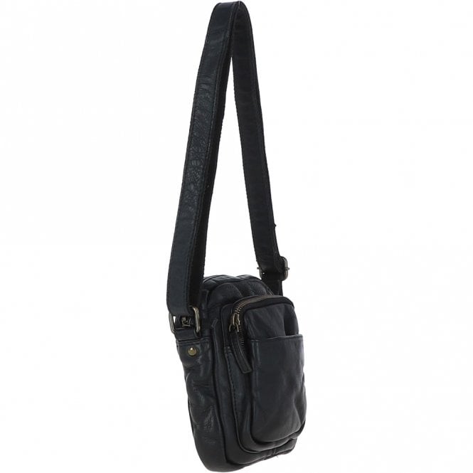 Ashwood Leather Leather Vintage Small Flight Shoulder Bag Black : FIN