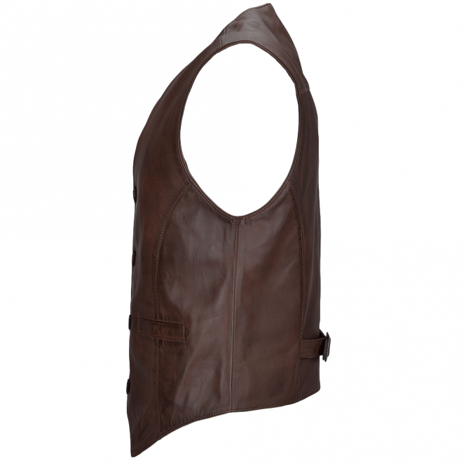 Ashwood Leather Leather Waistcoat Mid Brown/app : Tudor