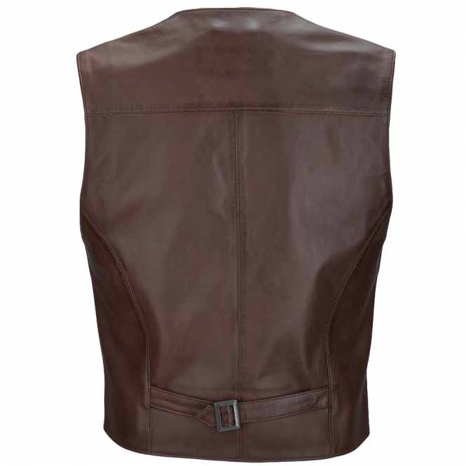 Ashwood Leather Leather Waistcoat Mid Brown/app : Tudor