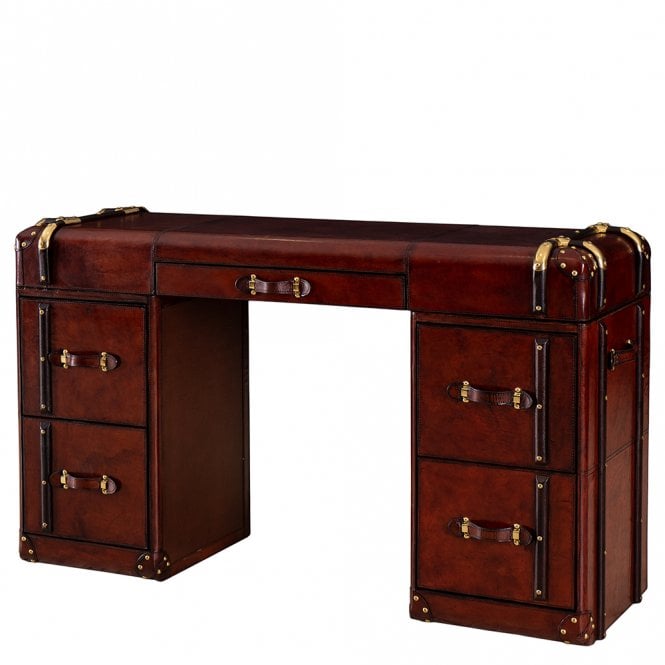 ashwood leather Luxury Handcrafted Leather Writing Desk Cognac: SE-1100