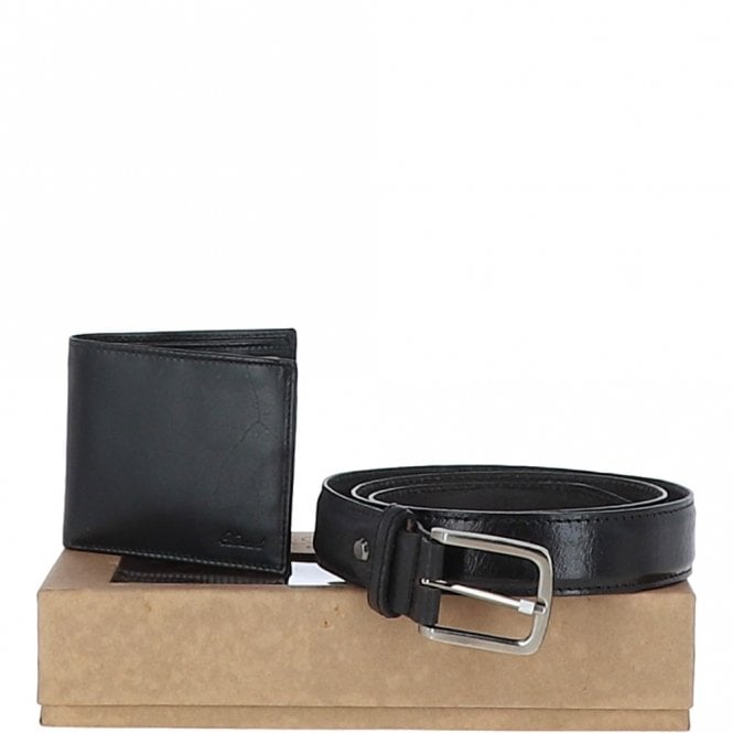 Ashwood Leather Luxury Leather Belt And Wallet Gift Set Black: GS-1250