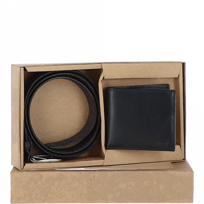 Ashwood Leather Luxury Leather Belt And Wallet Gift Set Black: GS-1250