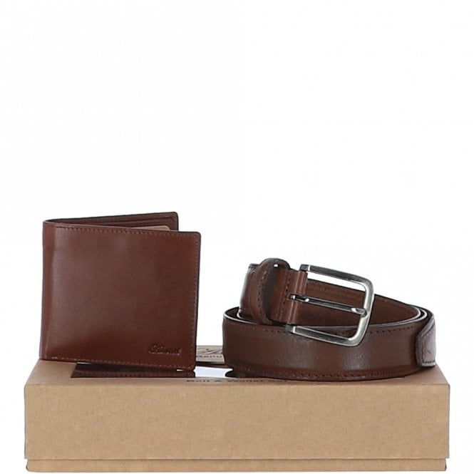 Ashwood Leather Luxury Leather Belt And Wallet Gift Set Tan: GS-1250