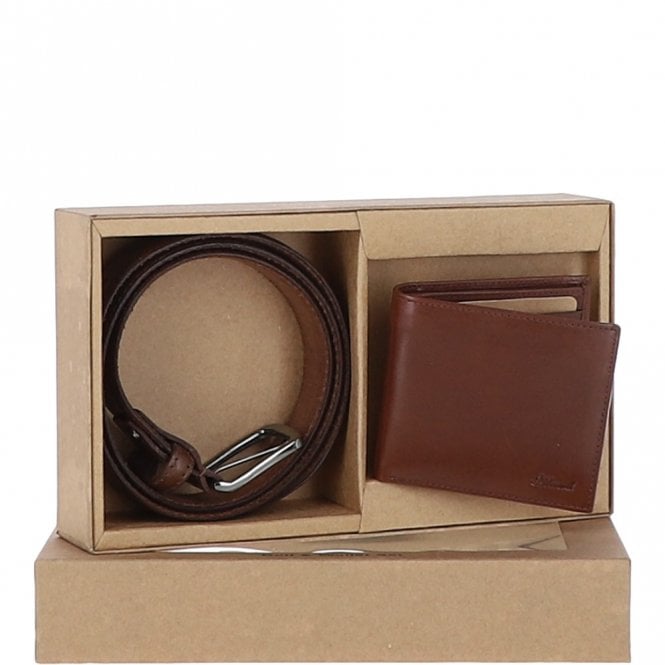 Ashwood Leather Luxury Leather Belt And Wallet Gift Set Tan: GS-1250