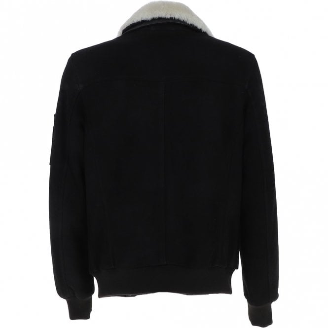 Ashwood Leather Luxury Leather Pilot Jacket With Detachable Collar Black/cream: NC Air Force