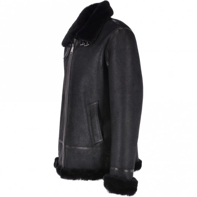 Ashwood Leather Luxury Shearling Pilot Jacket Black : Bautista