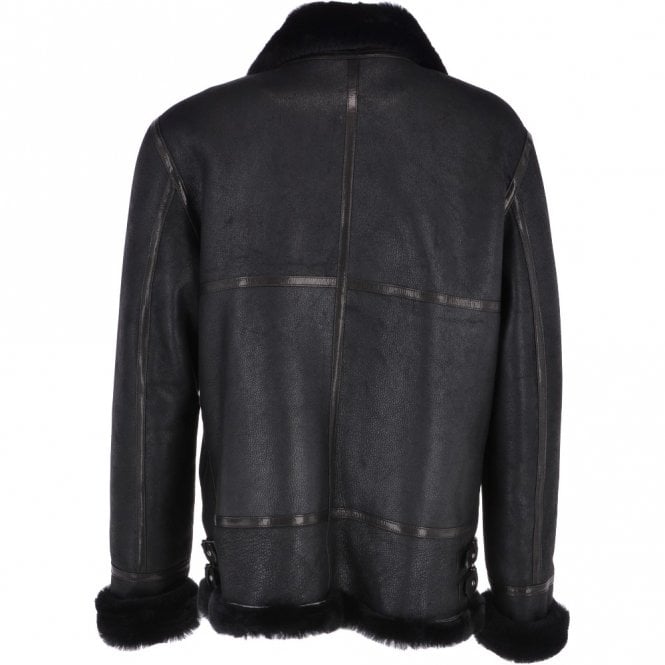 Ashwood Leather Luxury Shearling Pilot Jacket Black : Bautista