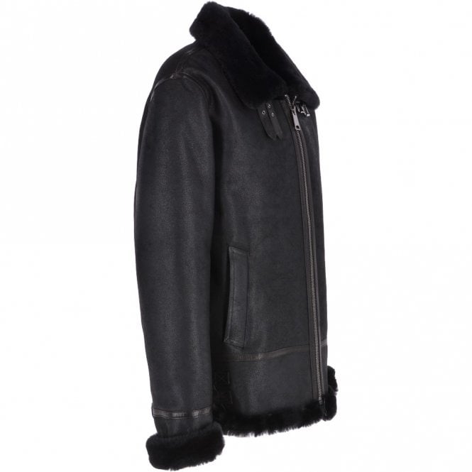 Ashwood Leather Luxury Shearling Pilot Jacket Black : Bautista