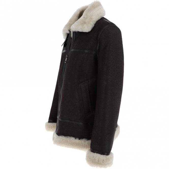 Ashwood Leather Luxury Shearling Pilot Jacket Brown/Cream: Bautista