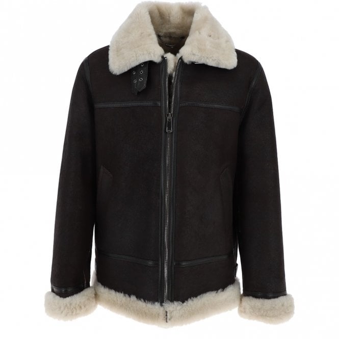 ashwood leather Luxury Shearling Pilot Jacket Brown/Cream: Bautista