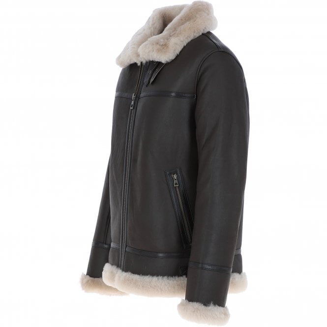 Ashwood Leather Luxury Shearling Pilot Jacket Brown : Ke-271