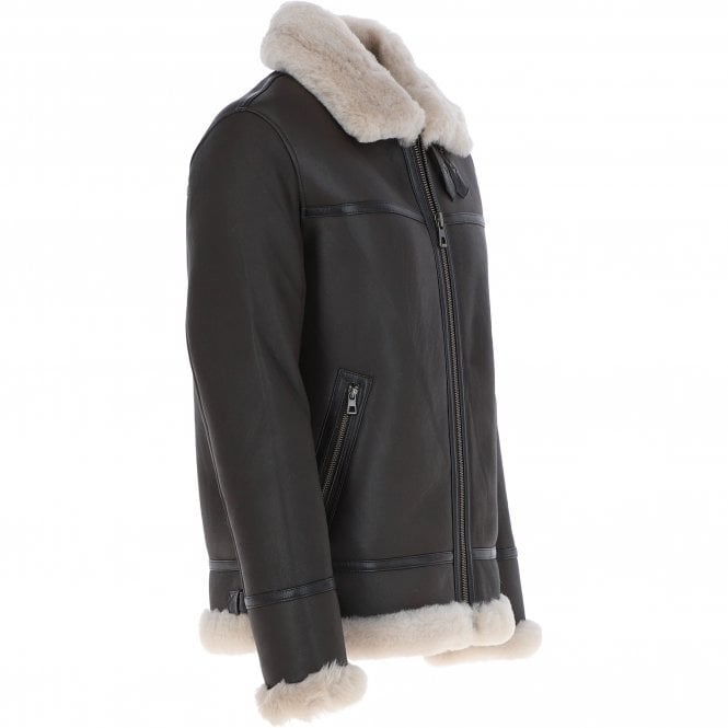 Ashwood Leather Luxury Shearling Pilot Jacket Brown : Ke-271