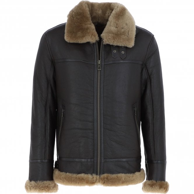 ashwood leather Luxury Shearling Pilot Jacket Ginger : ke-271