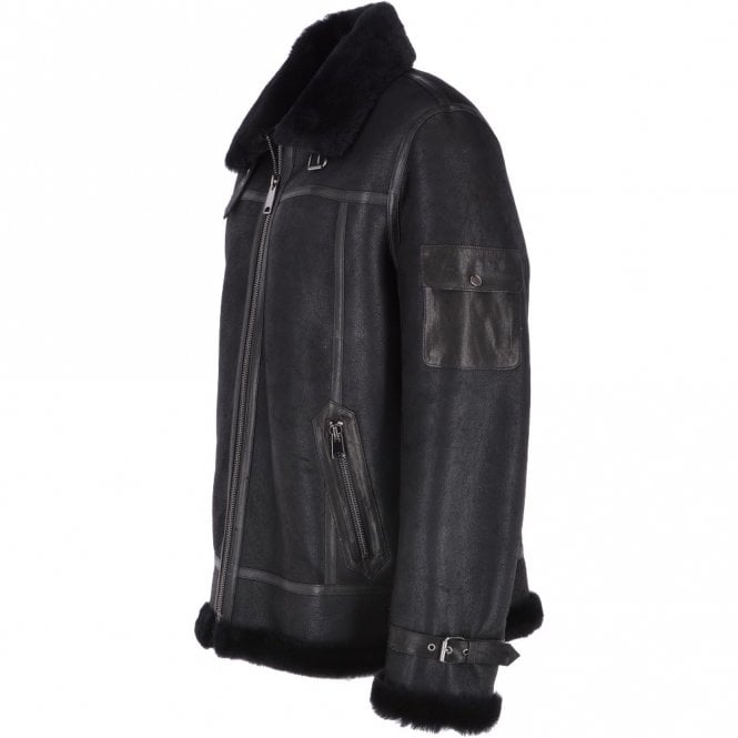 Ashwood Leather Luxury Sheepskin Pilot Jacket Black: Bonhart