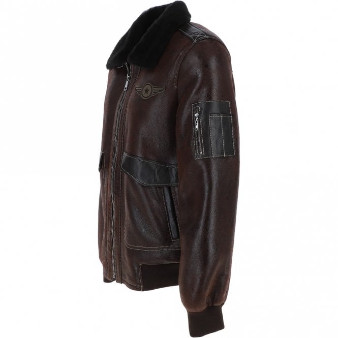 Ashwood Leather Luxury Sheepskin Pilot Jacket Brown: NC Air Force