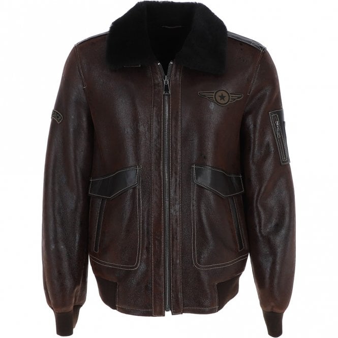 ashwood leather Luxury Sheepskin Pilot Jacket Brown: NC Air Force