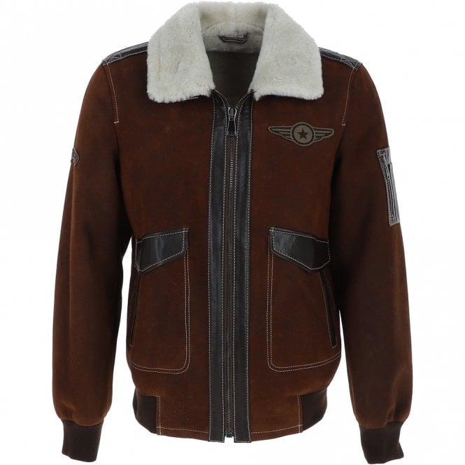 ashwood leather Luxury Sheepskin Pilot Jacket Buff Brown: NC Air Force