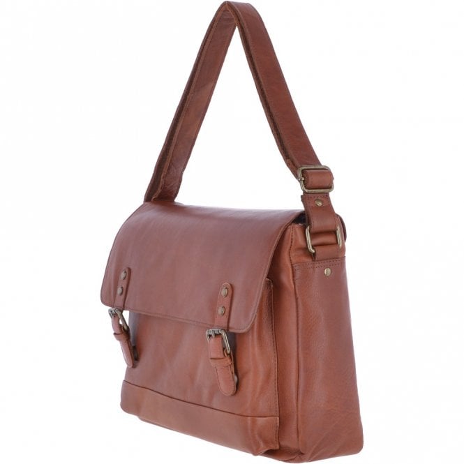 Ashwood Leather Medium Leather Vintage Wash Messenger Bag With Laptop Sleeve Tan: 1336