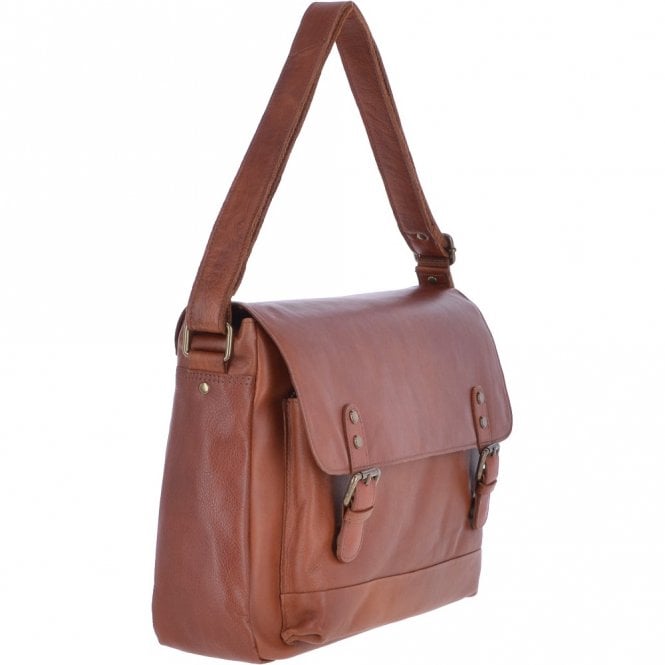 Ashwood Leather Medium Leather Vintage Wash Messenger Bag With Laptop Sleeve Tan: 1336