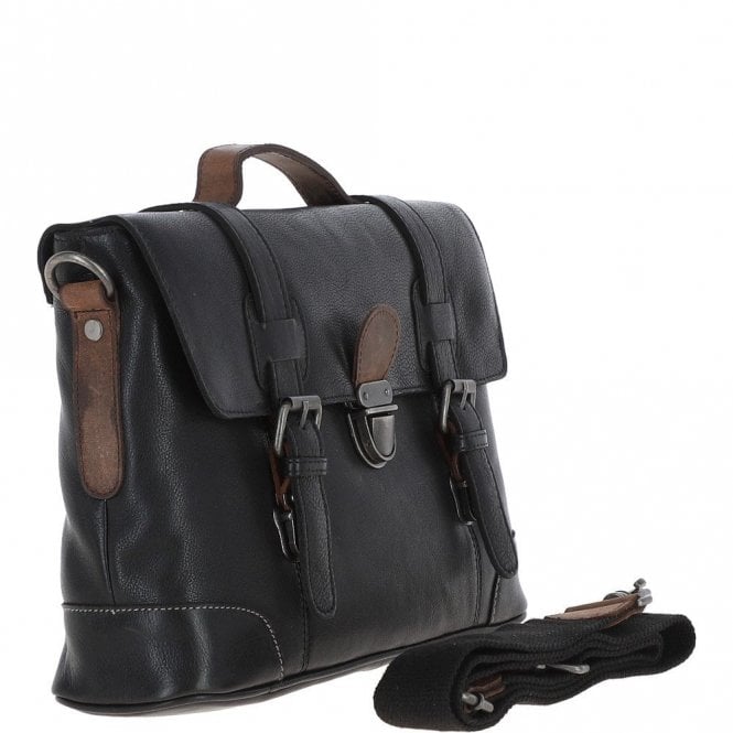 Ashwood Leather Medium Leather Work Briefcase Black/mud : 4554