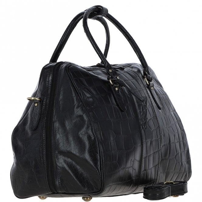 Ashwood Leather Medium Weekend Leather Holdall Blk/croc : Harry