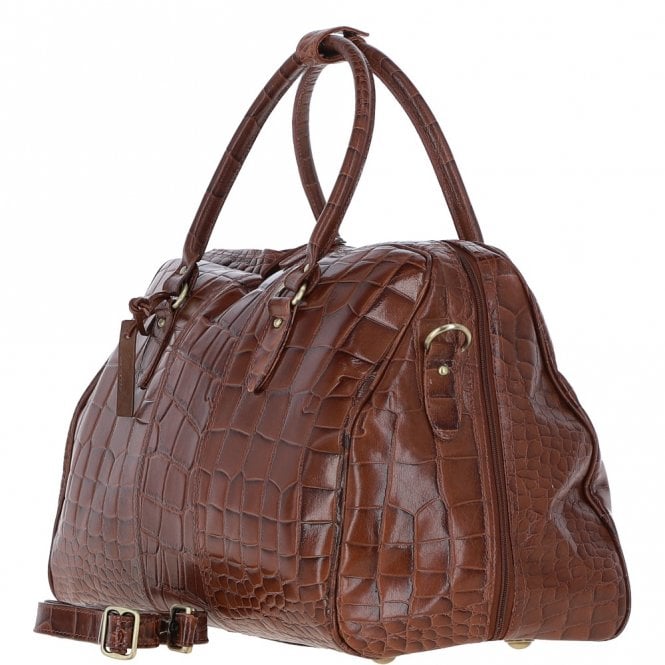 Ashwood Leather Medium Weekend Leather Holdall Cognac/croc : Harry
