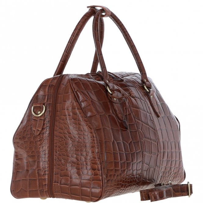Ashwood Leather Medium Weekend Leather Holdall Cognac/croc : Harry