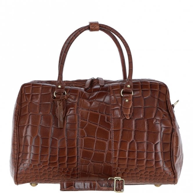 ashwood leather Medium Weekend Leather Holdall Cognac/croc : Harry