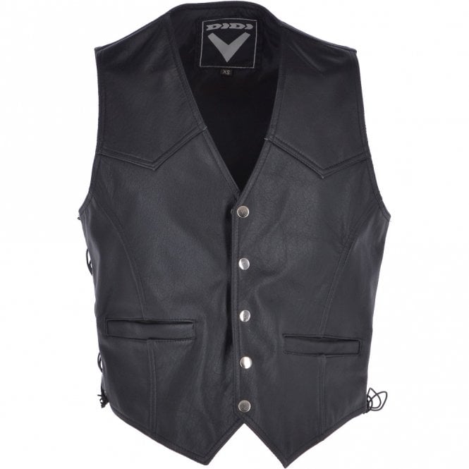 ashwood leather Men's Leather Embossed Laced Waistcoat Black : Apache Biker Waistcoat