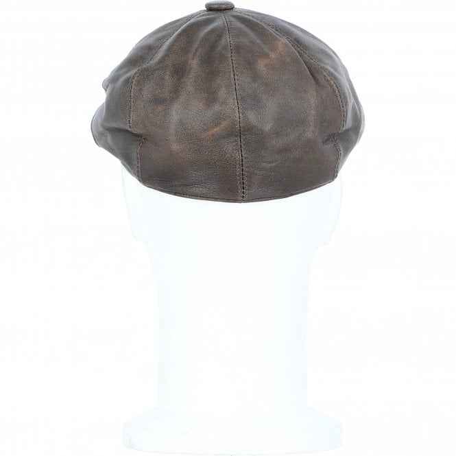 Ashwood Leather Men's Leather Peaky Blinders Newsboy Cap Brown: E37-72