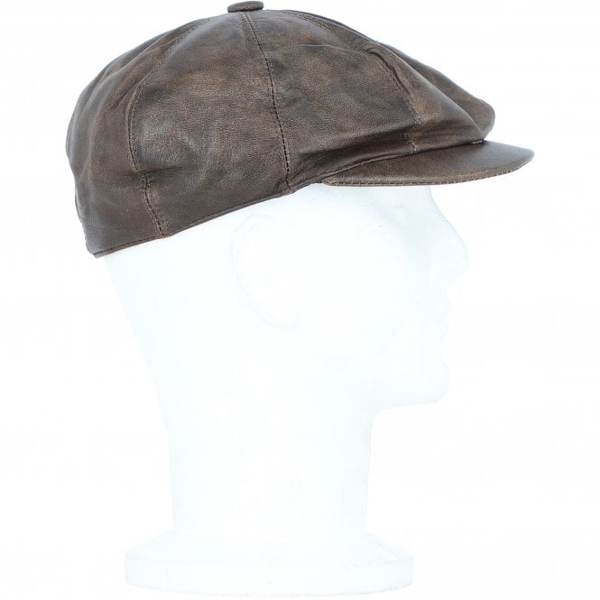Ashwood Leather Men's Leather Peaky Blinders Newsboy Cap Brown: E37-72