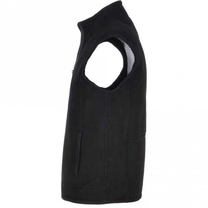 Ashwood Leather Men's Leather Sheepskin Gilet Black : Saxon