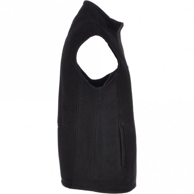 Ashwood Leather Men's Leather Sheepskin Gilet Black : Saxon