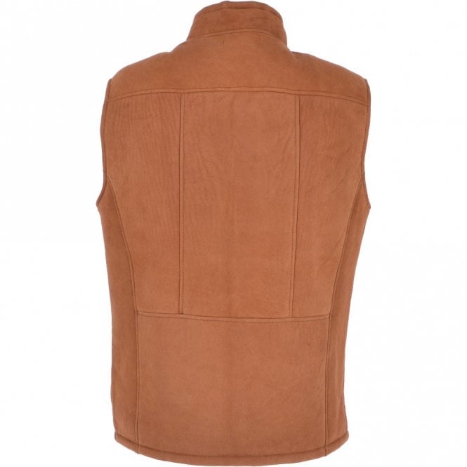 Ashwood Leather Men's Leather Sheepskin Gilet Whisky/black : Saxon