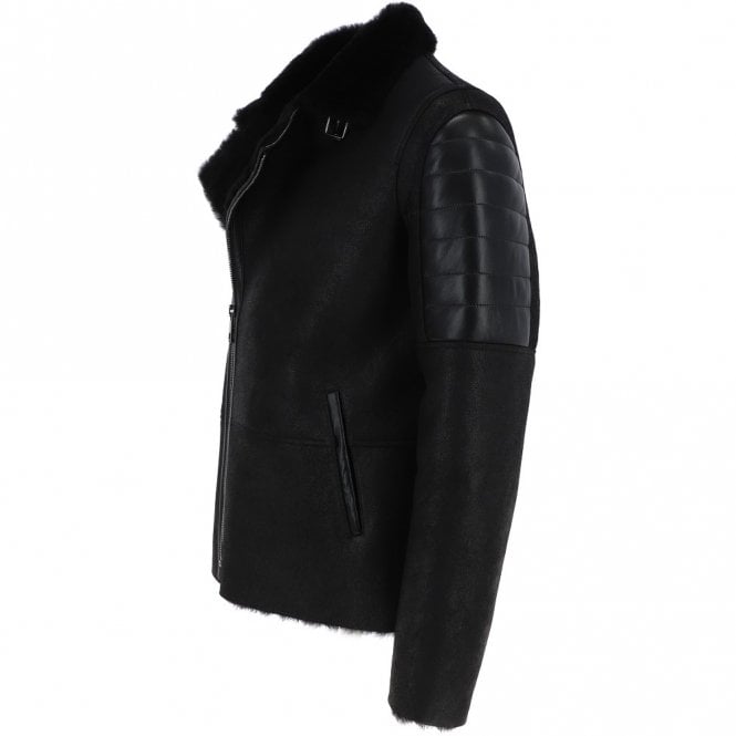 Ashwood Leather Men's Luxury Side Zip Sheepskin Pilot Jacket Black : Manya