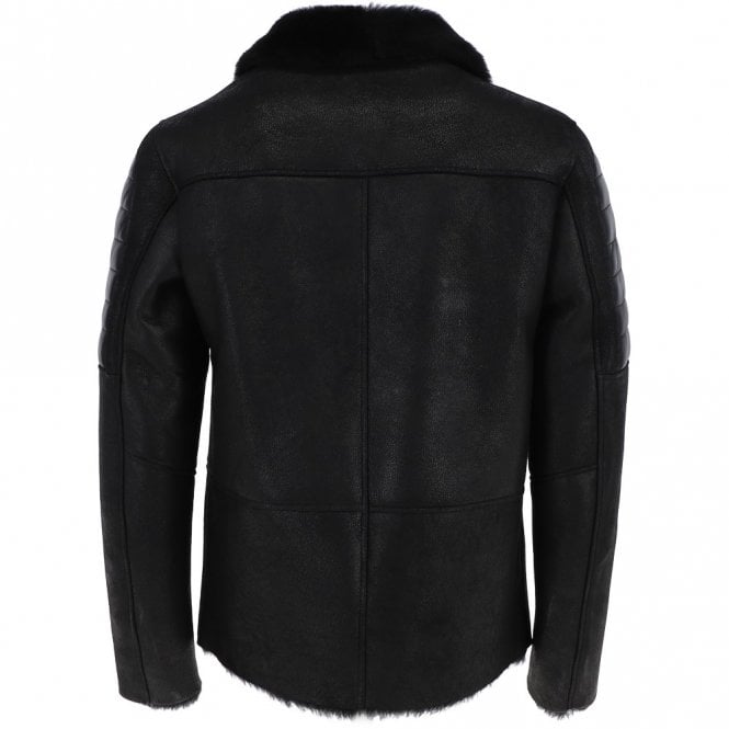 Ashwood Leather Men's Luxury Side Zip Sheepskin Pilot Jacket Black : Manya