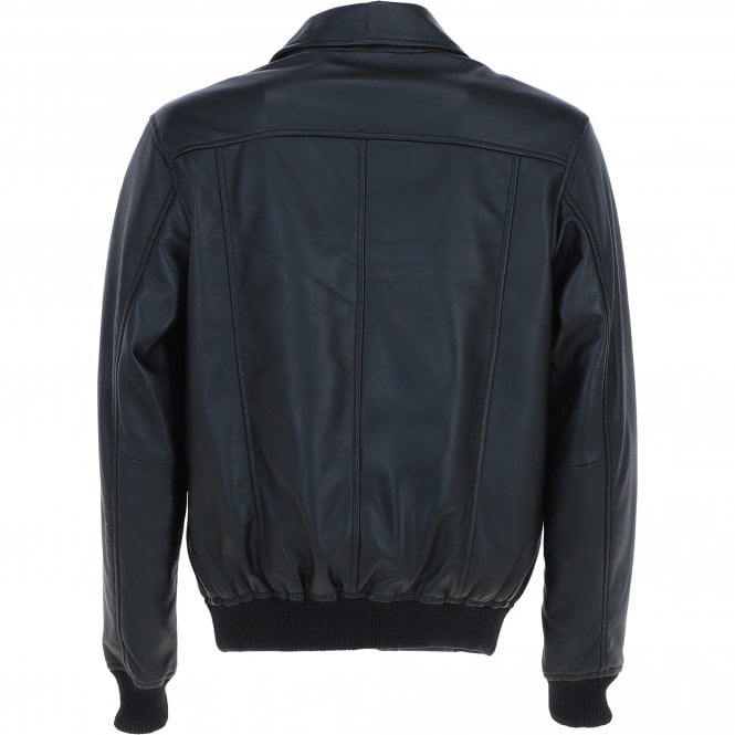 Ashwood Leather Men's Real Leather Bomber Jacket With Brando Collar Black: AWM-Pointer