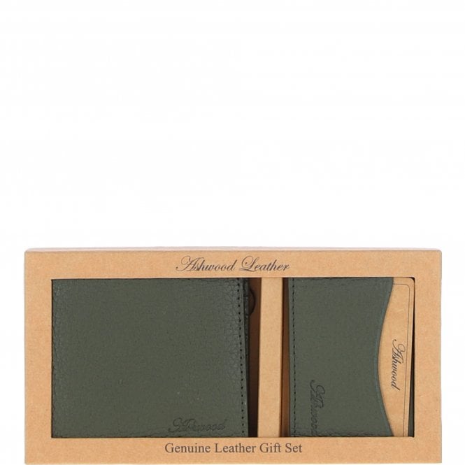 ashwood leather Men's RFID Leather Gift Set Olive: Pilgrim