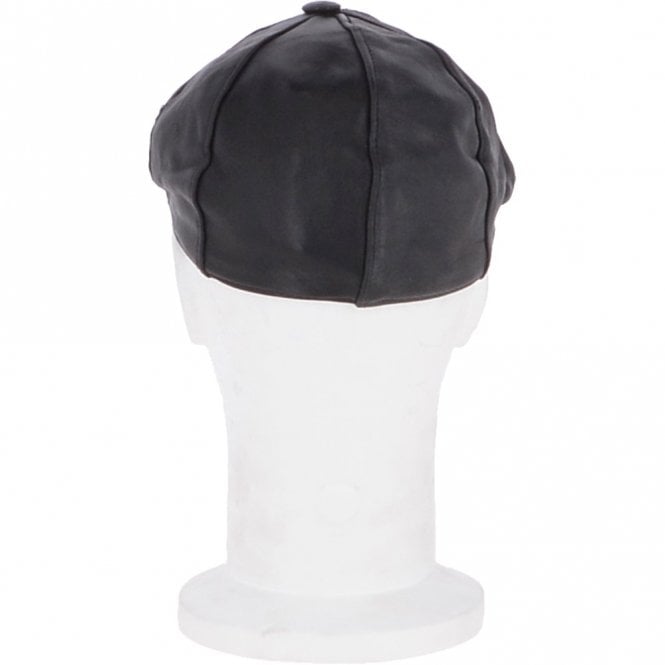 Ashwood Leather Men's Small Fitting 8 Panel Leather Flat Cap Black: Ares