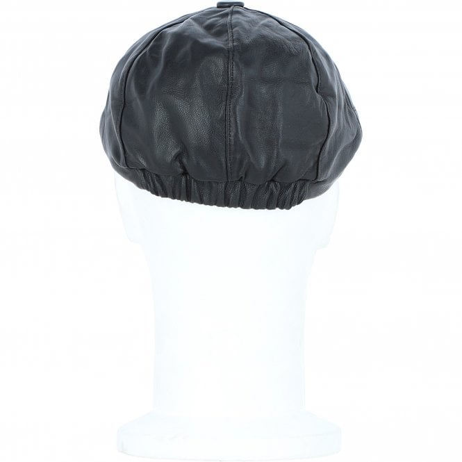 Ashwood Leather Men's Small Fitting 8 Panel Leather Flat Cap Black: E19-192