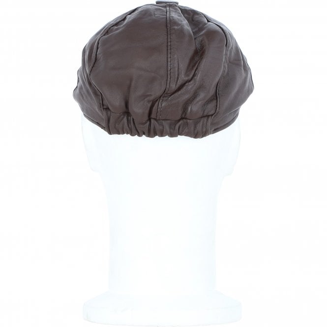 Ashwood Leather Men's Small Fitting 8 Panel Leather Flat Cap Brown: E19-192