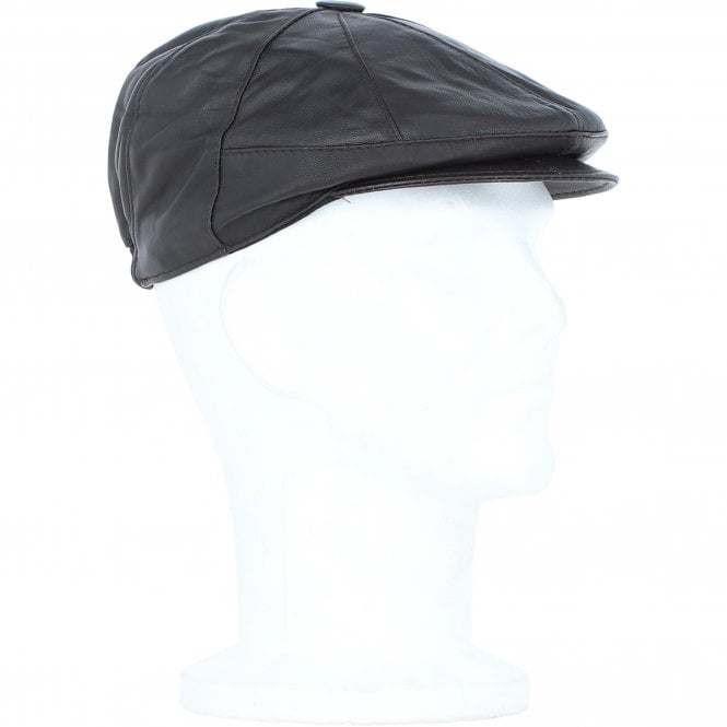 Ashwood Leather Men's Small Fitting 8 Panel Leather Flat Cap Dk Brown: E19-192