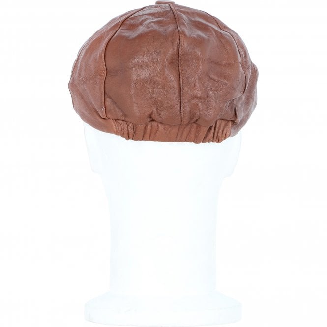 Ashwood Leather Men's Small Fitting 8 Panel Leather Flat Cap Tan: E19-192