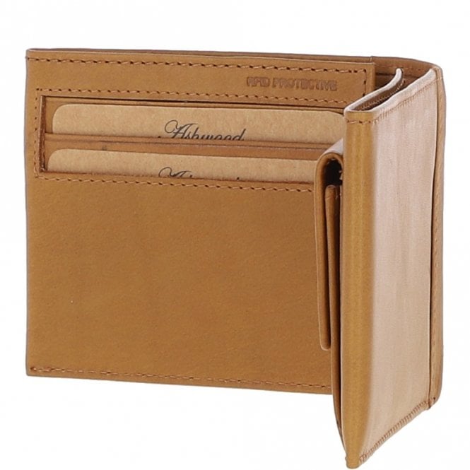 Ashwood Leather Men's Waxy Leather RFID Wallet Cognac: W-82