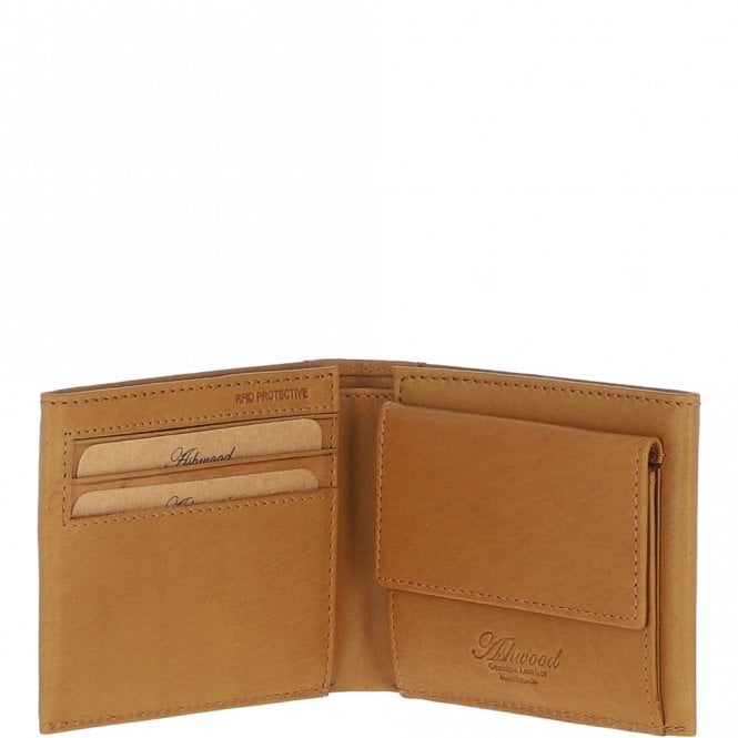 ashwood leather Men's Waxy Leather RFID Wallet Cognac: W-82