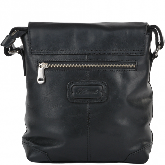 Ashwood Leather Mens 3 Pocket Luxury Small Leather Flight Bag Black : Jack