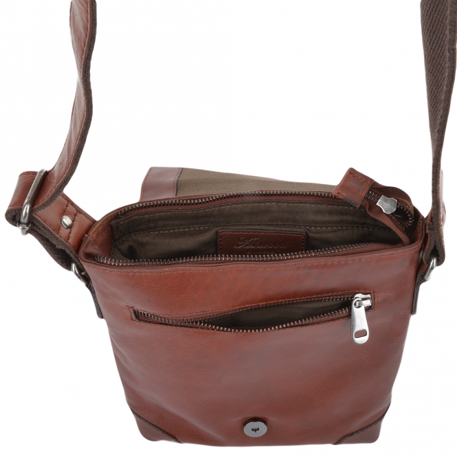 Ashwood Leather Mens 3 Pocket Luxury Small Leather Flight Bag Tan : Jack
