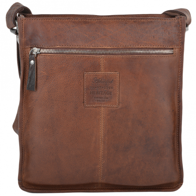 Ashwood Leather Mens 3 Pocket Medium Leather Messenger Bag Tan : 4552