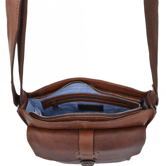 Ashwood Leather Mens 3 Pocket Medium Leather Messenger Bag Tan : 4552